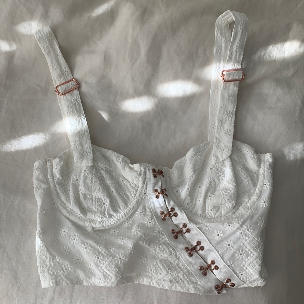 For Love and Lemons Eyelet Bustier Crop Top